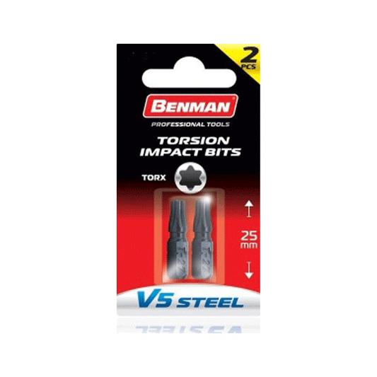 SCREW BIT TORX TORSION IMPACT T15X25MM BENMAN 2PCS