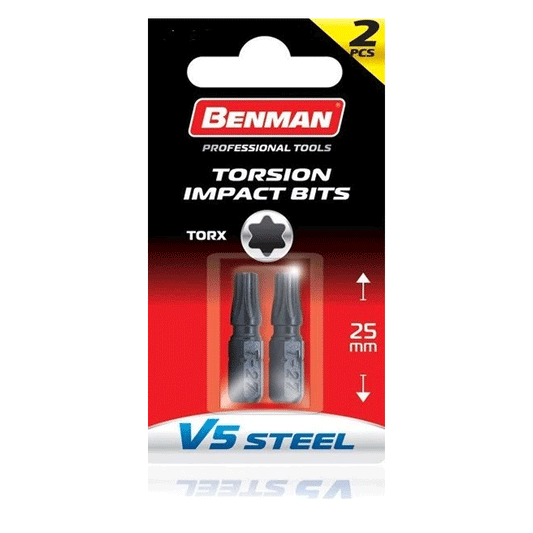SCREW BIT TORX TORSION IMPACT T25X25MM BENMAN 2PCS