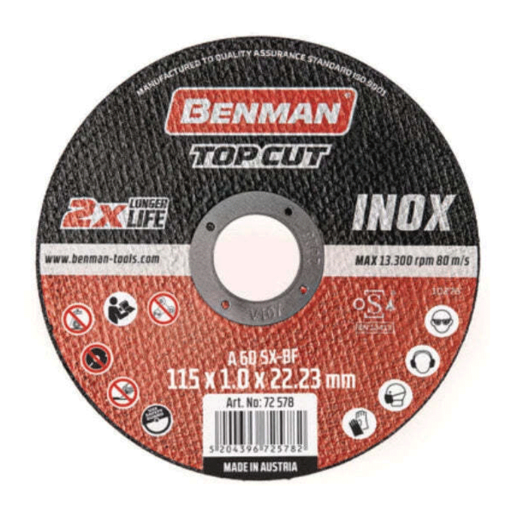 CUTTING DISC TOPCUT FOR ΙΝΟΧ 115X1MM BENMAN