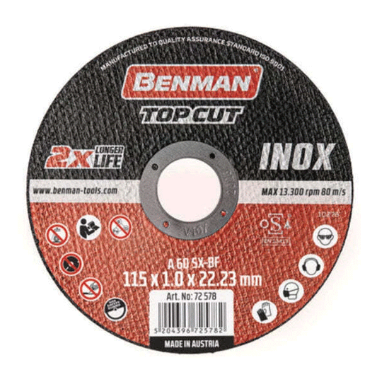 CUTTING DISC TOPCUT FOR ΙΝΟΧ 115X1MM BENMAN