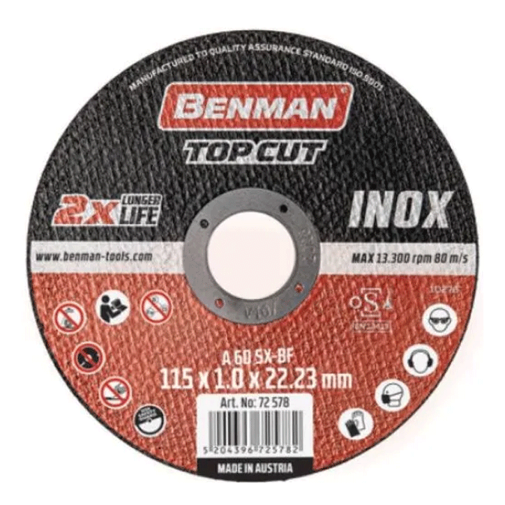 CUTTING DISC TOPCUT FOR ΙΝΟΧ 180X1.6MM BENMAN