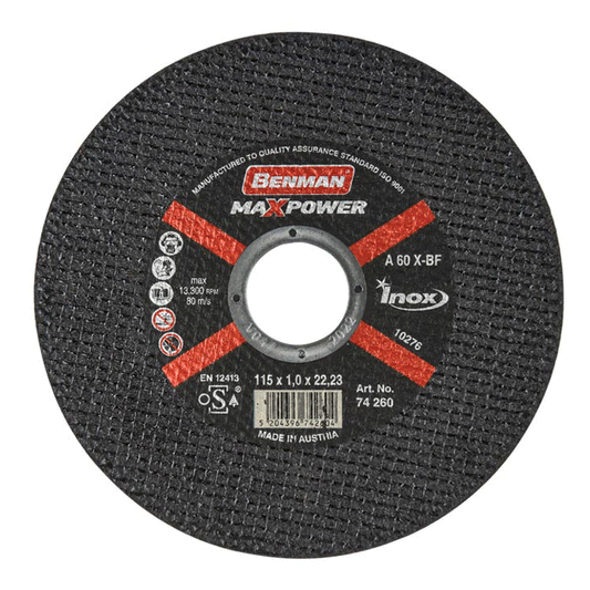 CUTTING DISC MAXPOWER FOR ΙΝΟΧ 115X1MM BENMAN