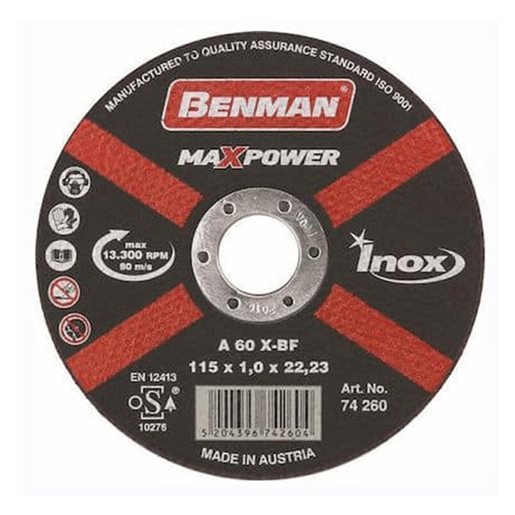 CUTTING DISC MAXPOWER FOR ΙΝΟΧ 180X1.6MM BENMAN