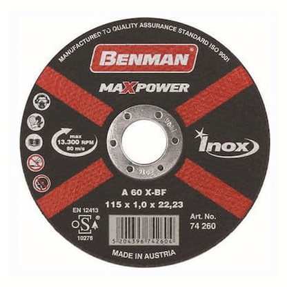 CUTTING DISC MAXPOWER FOR ΙΝΟΧ 180X1.6MM BENMAN