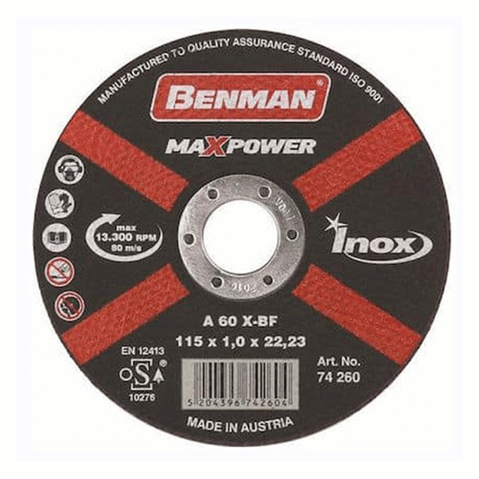 CUTTING DISC MAXPOWER FOR ΙΝΟΧ 180X1.6MM BENMAN