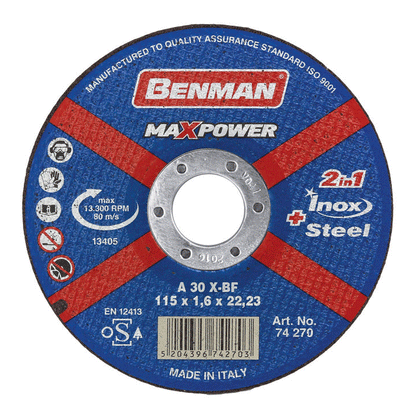 CUTTING DISC PROFESSIONAL SERIES FOR ΙΝΟΧ-STEEL 115X2.5MM BENMAN