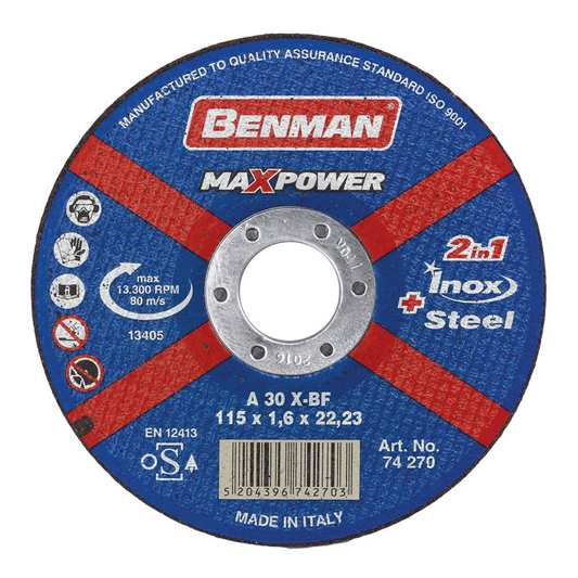 CUTTING DISC MAXPOWER FOR ΙΝΟΧ-STEEL 125X1.6MM BENMAN