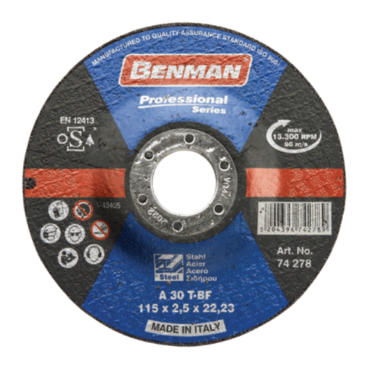 CUTTING DISC FOR STEEL&ΙΝΟΧ WITH DEPRESSED CENTER PROFESSIONAL SERIES 125X2.5MM BENMAN