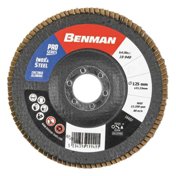 PROFESSIONAL SERIES ZIRCONIA FLAP DISC DEPRESSED 125X40MM BENMAN